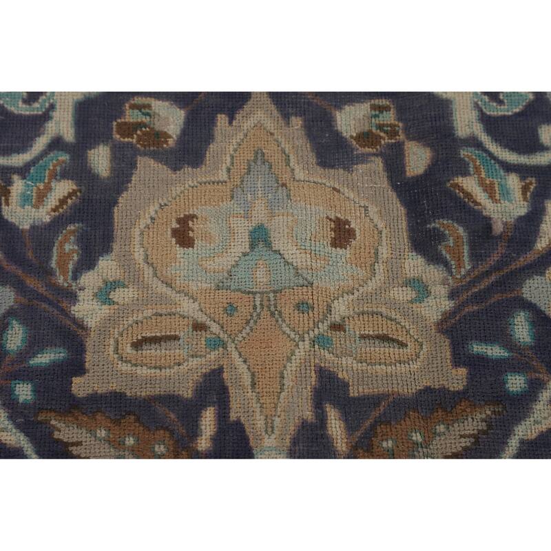 Blue Tabriz Persian Vintage Area Rug Hand-Knotted Wool Carpet - 9'11" x 13'2"
