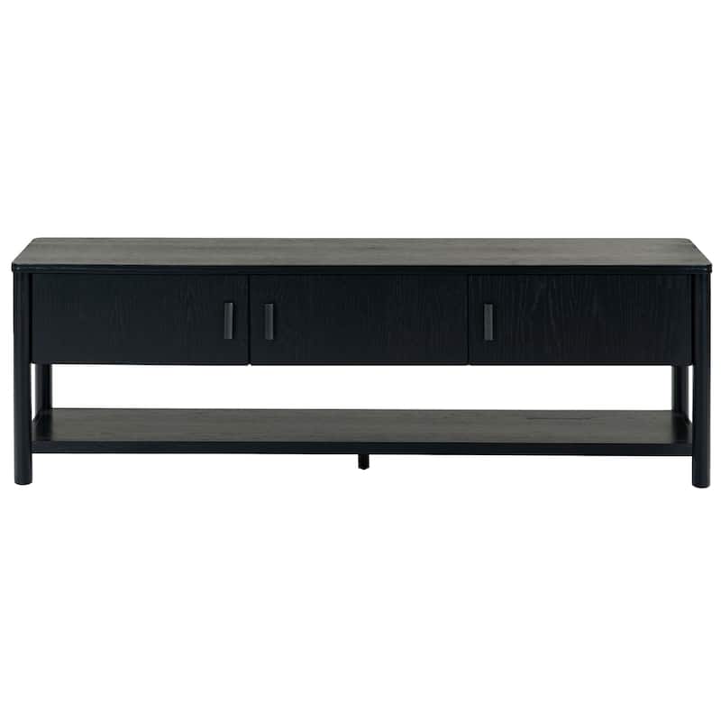 SAFAVIEH Couture Jaylessa Wood 3 Door TV Stand - 72"W x 18"D x 24"H - Black