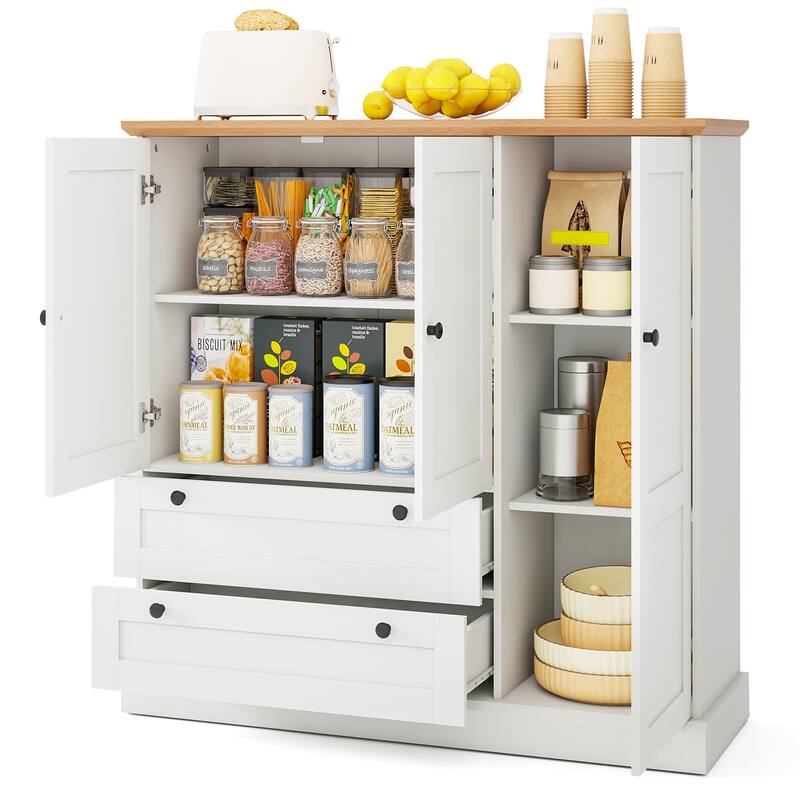 Gymax Sideboard Buffet Cabinet Kitchen Pantry Hutch Storage Cabinet