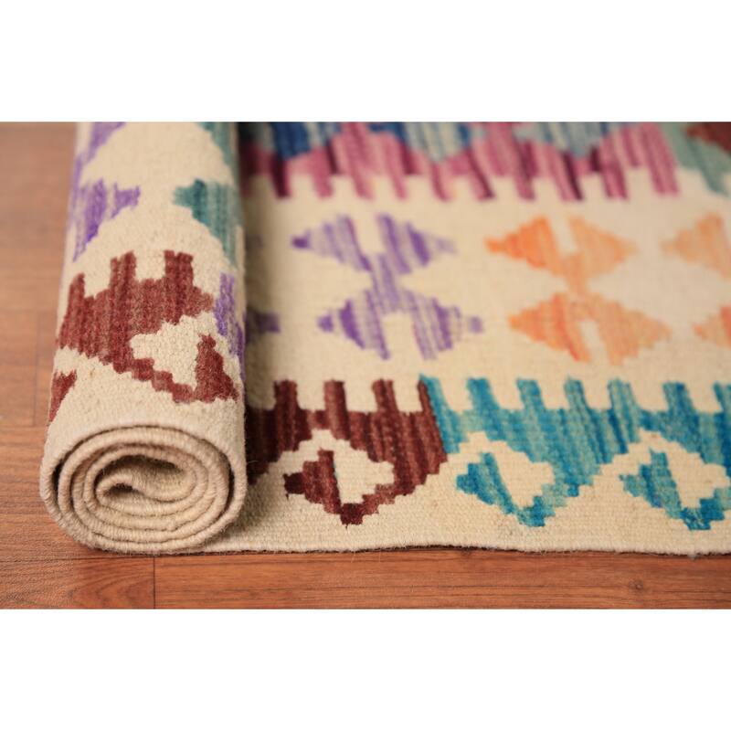 Multi-Color Kilim Oriental Large Rug Hand-Woven Wool Carpet - 10'4"x 15'11"