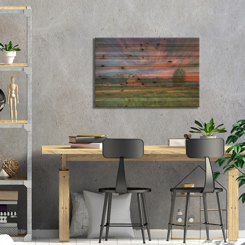 Beneath Teton Glory Print On Wood by Bill Sherrell - Multi-Color