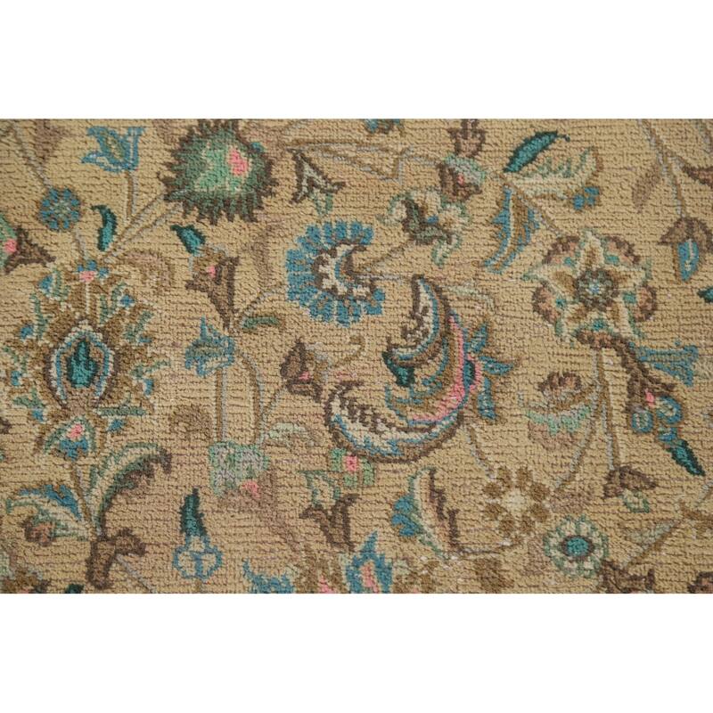 Floral Mashad Persian Antique Area Rug Hand-knotted Wool Carpet - 9'8" x 12'11"