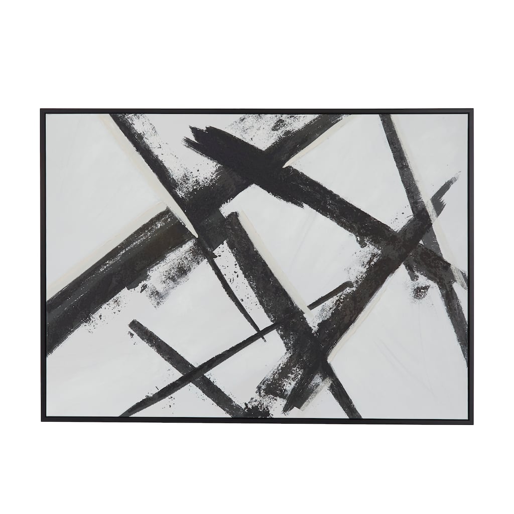 Black Polystone Contemporary Abstract Framed Wall Art