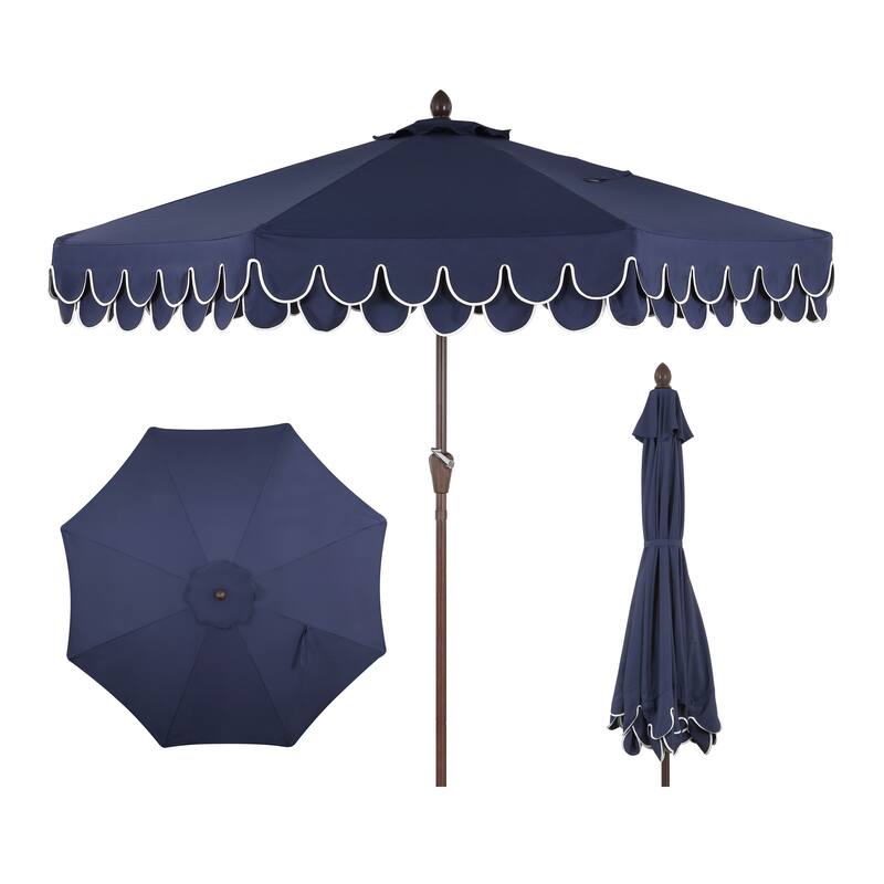 9ft Fringe Patio Umbrella Auto-Tilt, Crank, by JONATHAN Y