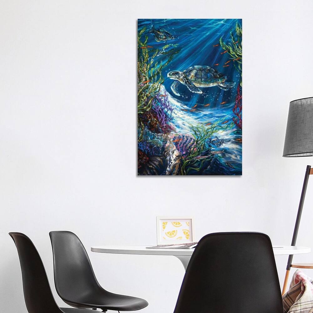 iCanvas "Coral Reef Turtle" by Linda Olsen Canvas Print