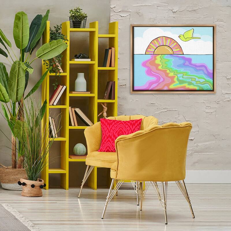 Stupell Swirling Rainbow Sea Reflection Framed Floater Canvas Wall Art Design By Katie Conley