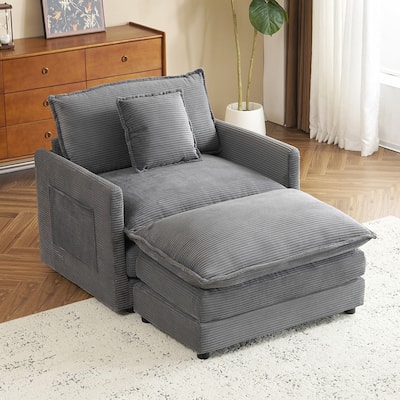 41.3" Compact Corduroy Sectional, Modular Sofa with Cushioned Storage