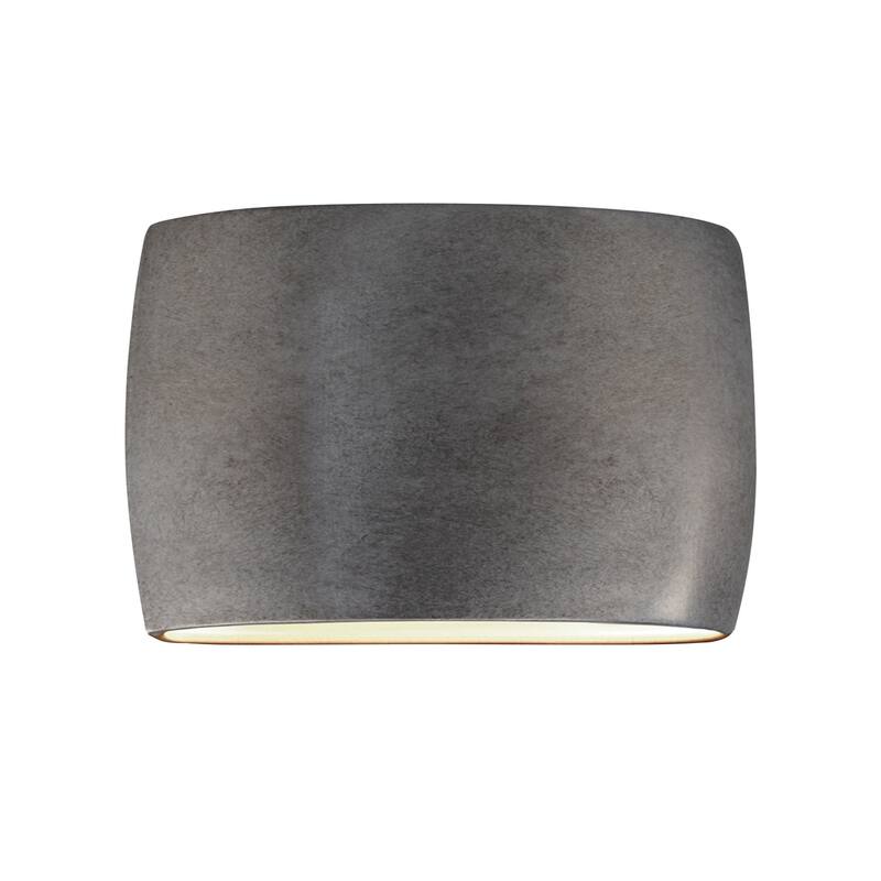 Justice Design Group Ambiance Large Wide ADA Oval Closed Top Wall Sconce - Antique Silver