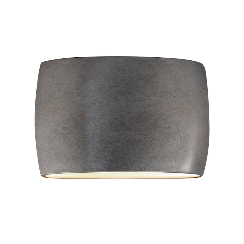 Justice Design Group Ambiance Large Wide ADA Oval Open Top & Bottom Wall Sconce - Antique Silver