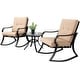 preview thumbnail 2 of 15, Solaura Metal Outdoor 3-piece Rocking Bistro Set