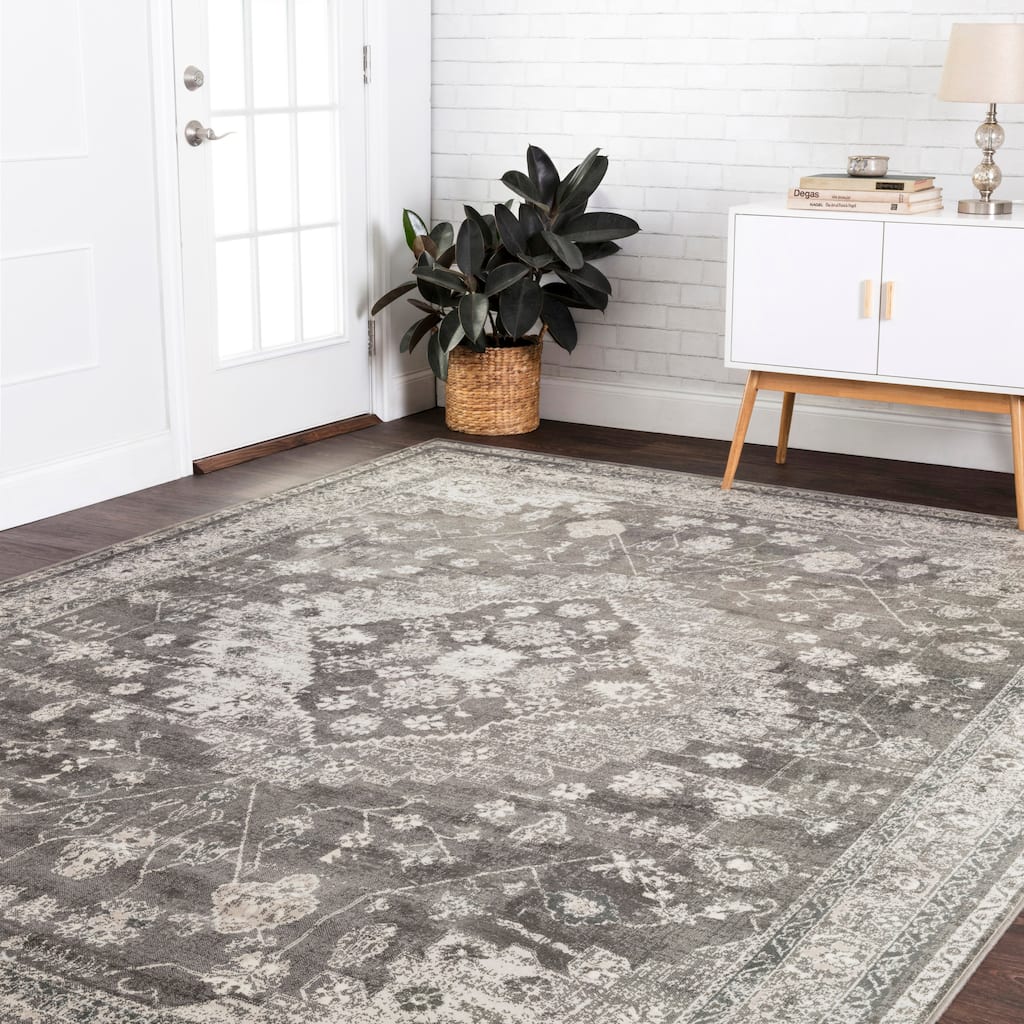 Alexander Home Antique Inspired Distressed Medallion Area Rug