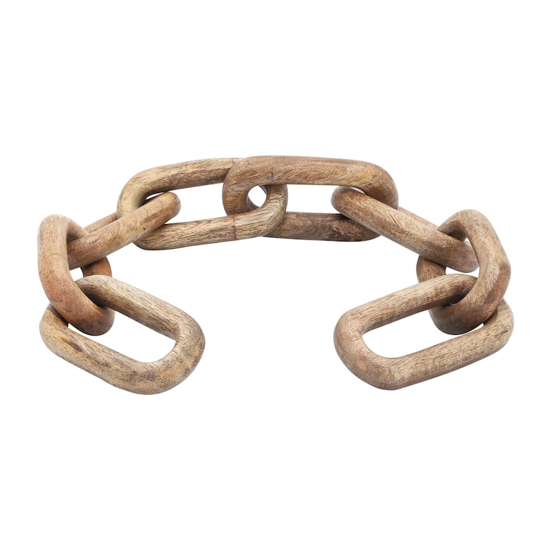 Sagebrook Home Wooden Link Sculpture Decor Contemporary Rustic Brown