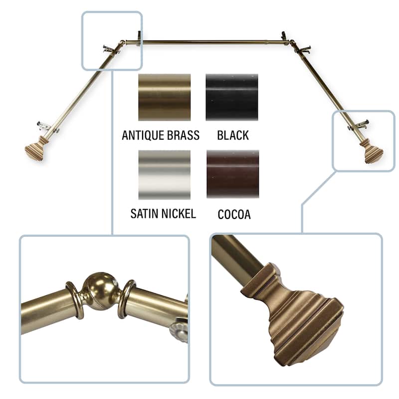 InStyleDesign Saturnino 13/16" Bay curtain rod 20"-36", 38"-72" - Antique Brass