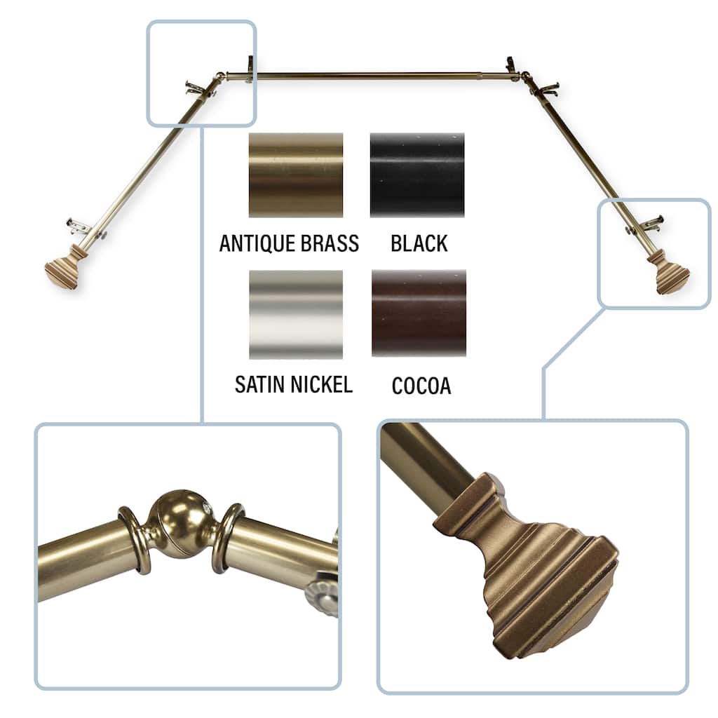 InStyleDesign Saturnino 13/16" Bay curtain rod 20"-36", 38"-72"