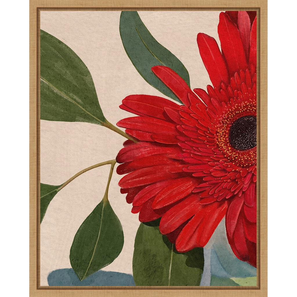 Red Gerbera Daisy Detail No. 2 by Katie Oshea (16 x 20 in.), Framed Canvas Wall Art Print