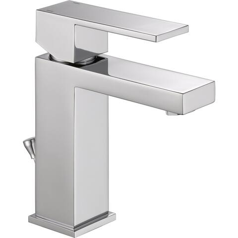 Delta 567LF-PP Angular Modern Single Hole Bathroom Faucet with Pop-Up Drain Assembly