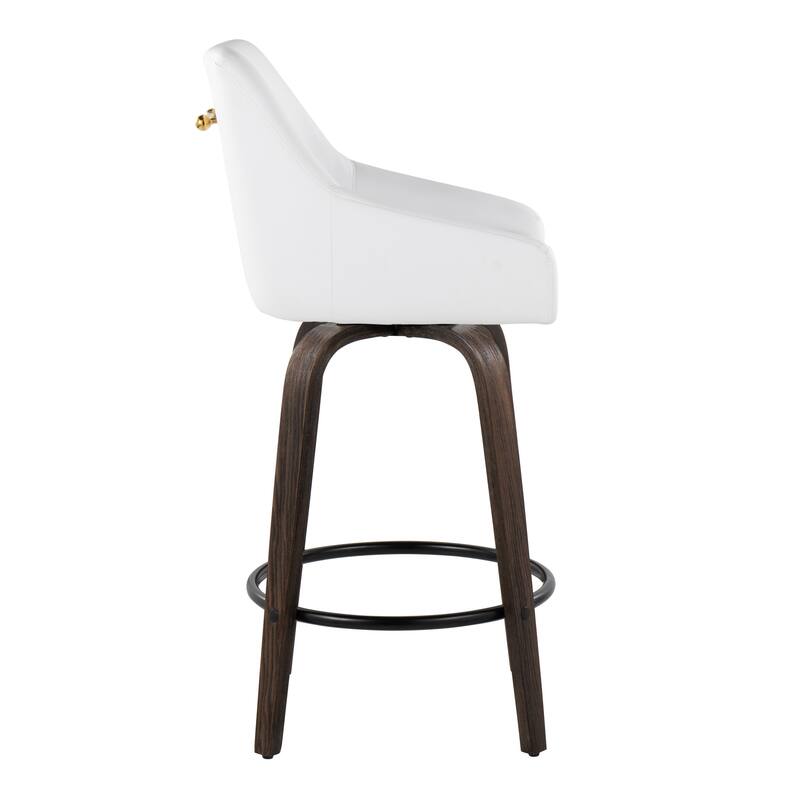 The Gray Barn Hadley 26" Fixed-Height Upholstered Counter Stool with Bent Wood Legs & Round Footrest (Set of 2)