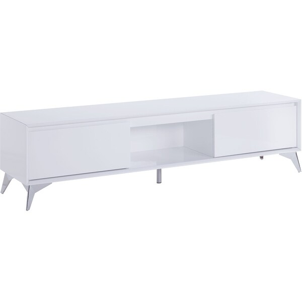 ACME Raceloma TV stand in LED, White & Chrome Finish. Opens flyout.