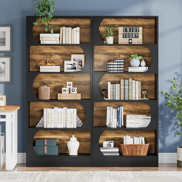 Homfa 8-Tier Wood Bookshelf Unit, 71'' Tall Storage Cube Organizer with Adjustable Book Shelves