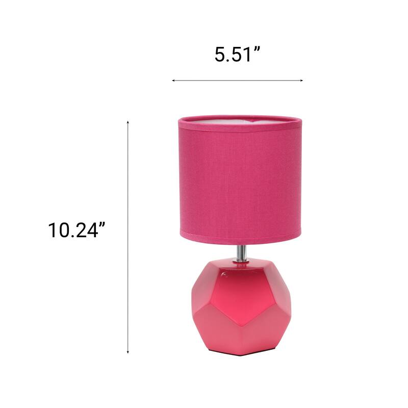 Geometric Table Lamp With Long Drum Shade - 10.25" - Pink