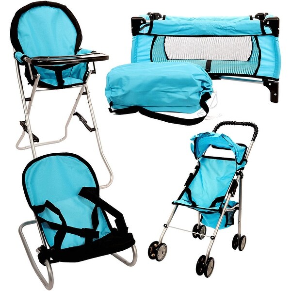 Mommy & Me 4 in 1 Doll Play Set Fits 18'' Dolls. (HOT Blue)