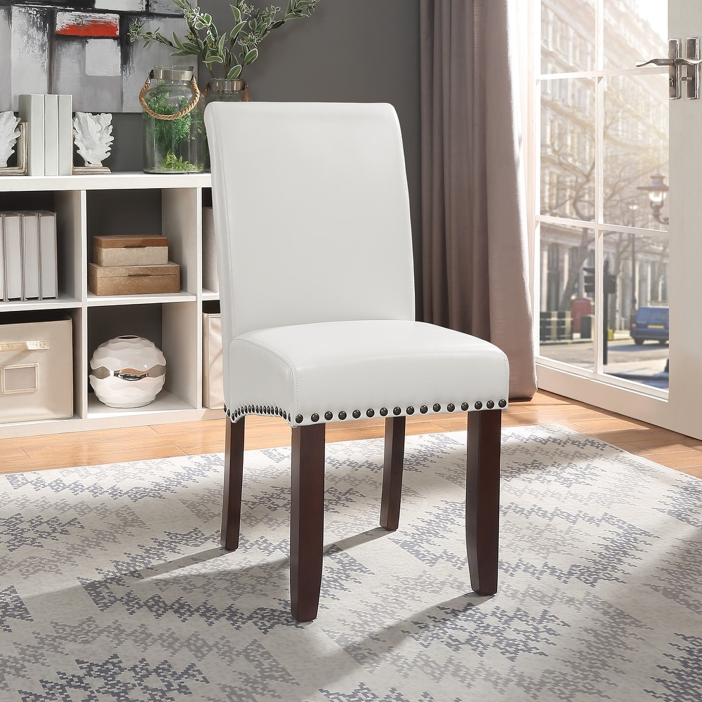 Faux leather nailhead top dining chairs