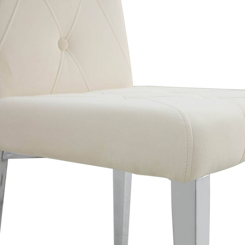 2PCS Dining Chair,C-shaped Tube Plating Metal Legs Office Chairs with Inset Button