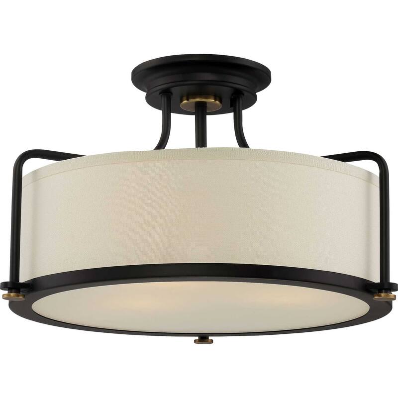 Roseto Clermont 3 Light 18" Wide Semi-Flush Drum Ceiling Fixture - Western Bronze