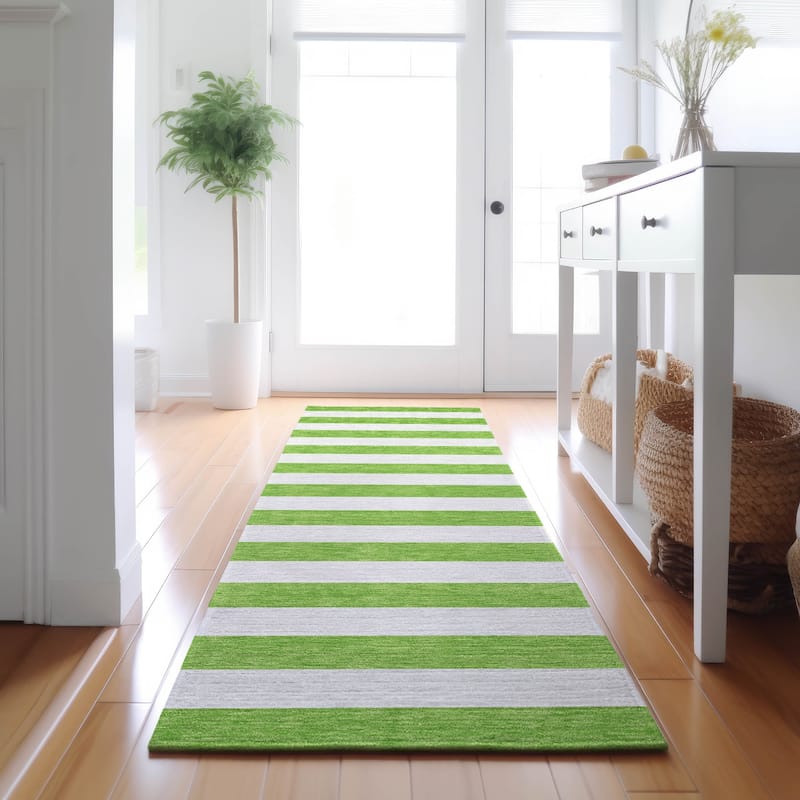 Premium Washable Super Soft Cabana Stripe Mayfield Rug - Lime - 2' 3" x 7' 6" - Runner