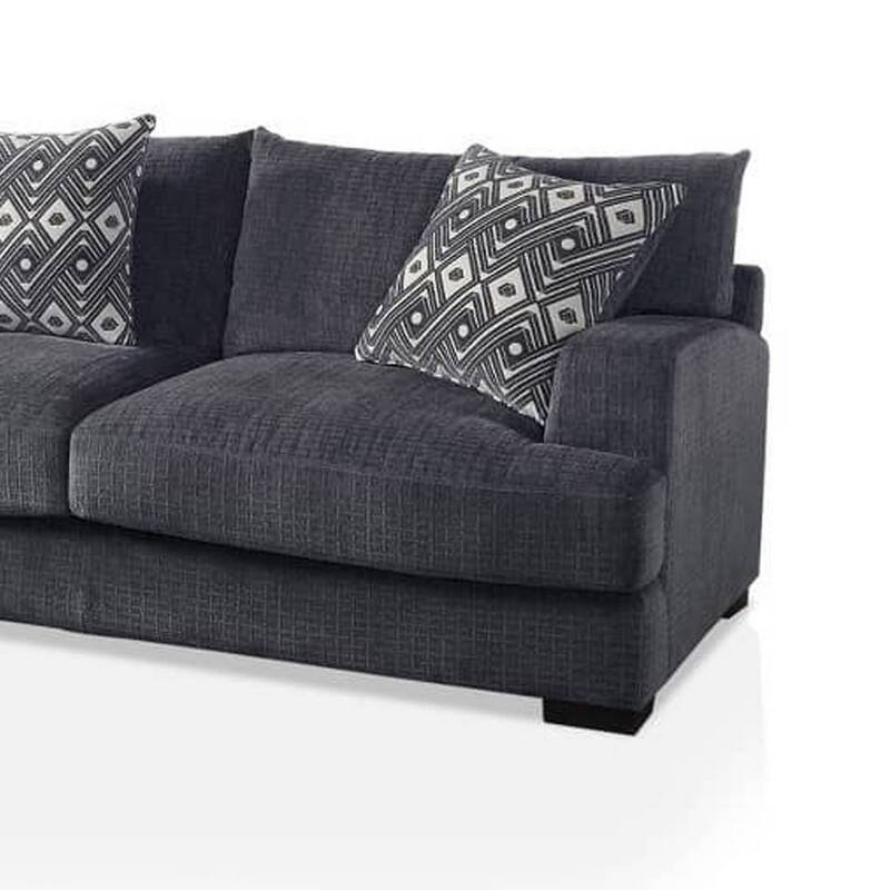 L Shaped Sectional with T Cushioned Seat, Gray