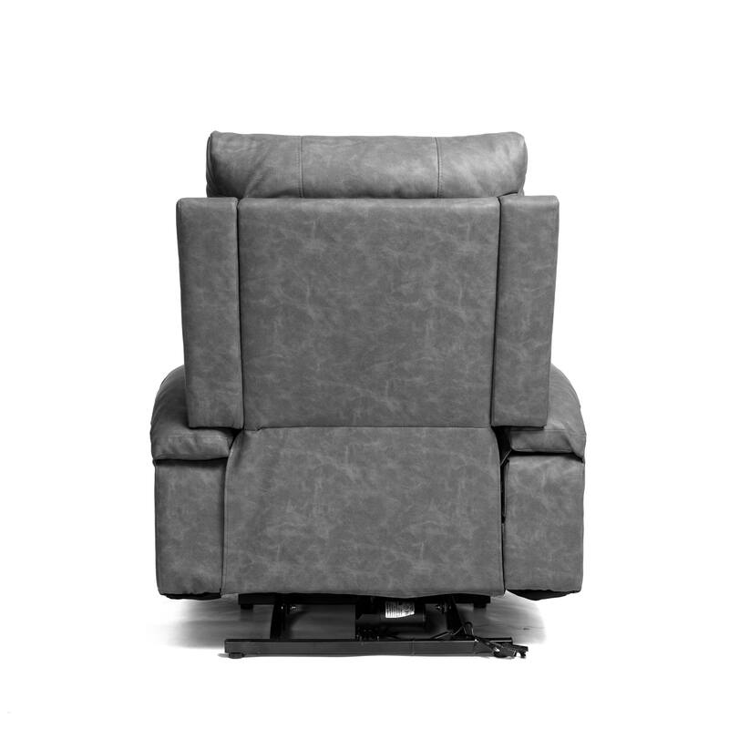 PU Leather Power Lift Recliner, Electric Recliner with Heating & Massage, Massage Chair with Side Pockets & Cup Holders