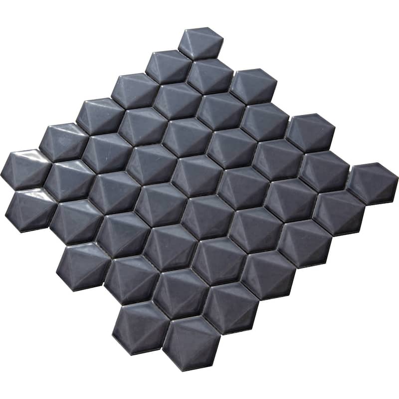 3D Hexagon 2" x 2" Glossy Porcelain Mosaic Tile