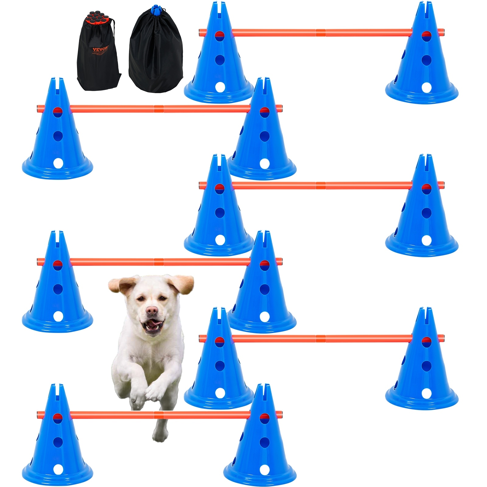 Dog Agility Hurdle Cone Set, 6 PCS Kit-12 x Cones, 6 x Agility