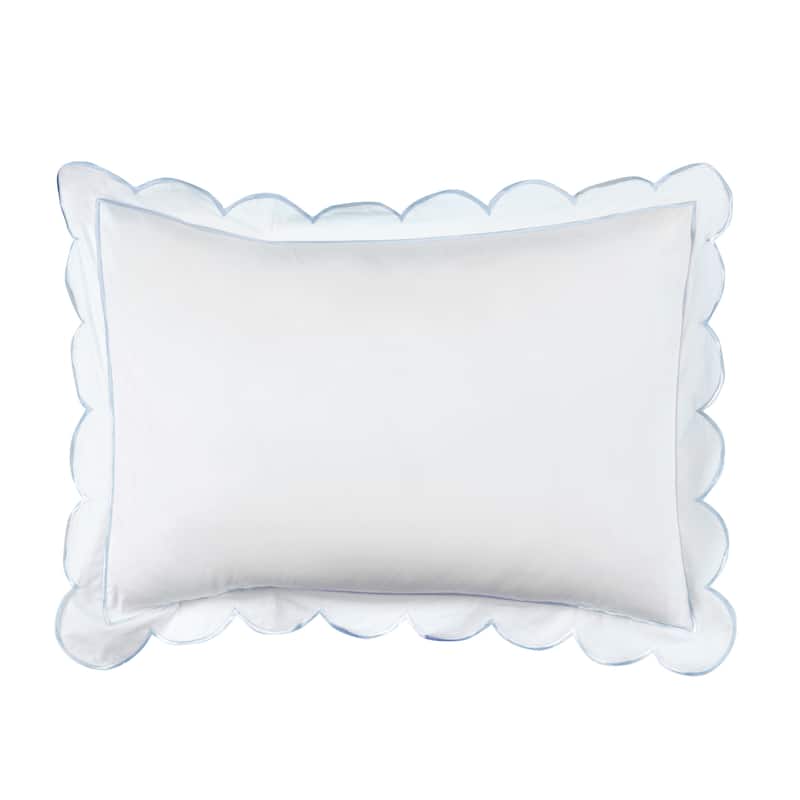 Percale Cotton Scalloped Embroidered Crisp Duvet Set and Sham