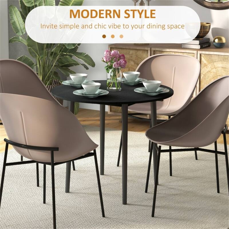 Adjustable Folding Dining Table for Four with Drop Leaf Design Pine Wood and Particleboard - 35" Dia. x 28.9" H