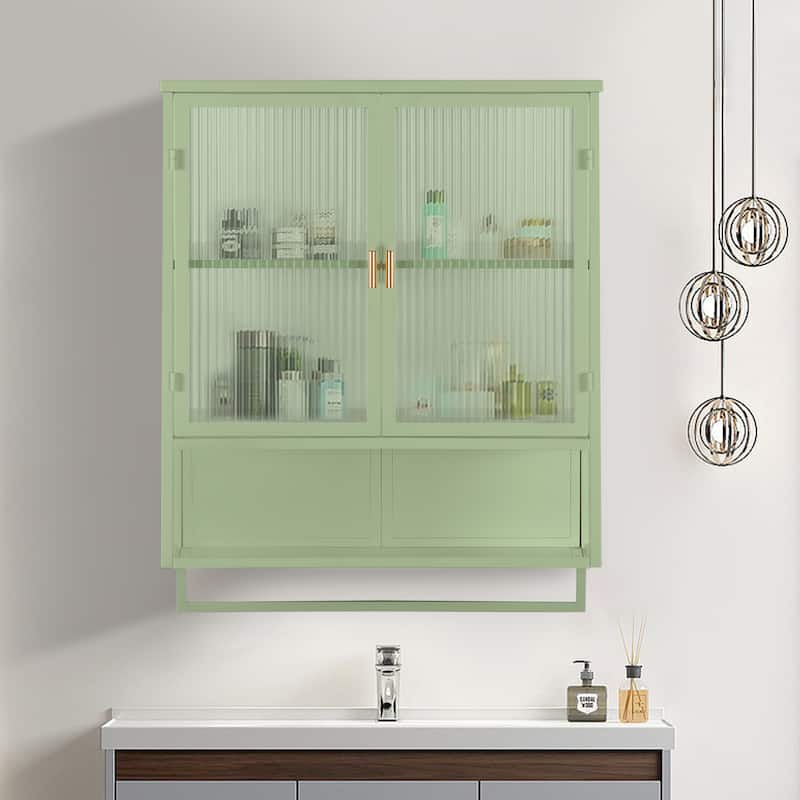 23.62"Glass Doors Modern Two-door Wall Cabinet