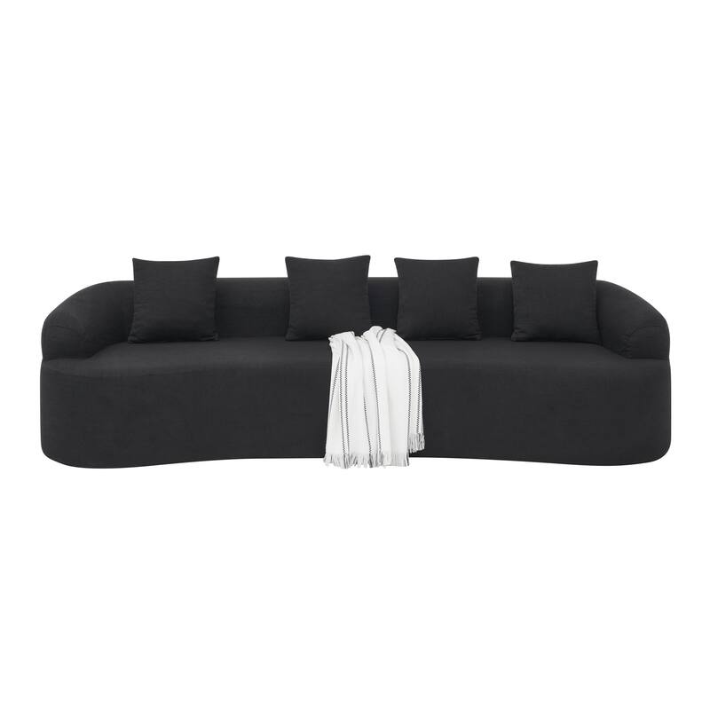 Curved Modular Sectional Sofa In Lamb'S Wool Fabric, Modern Minimalist Style,Compressed (No Assembly Required)