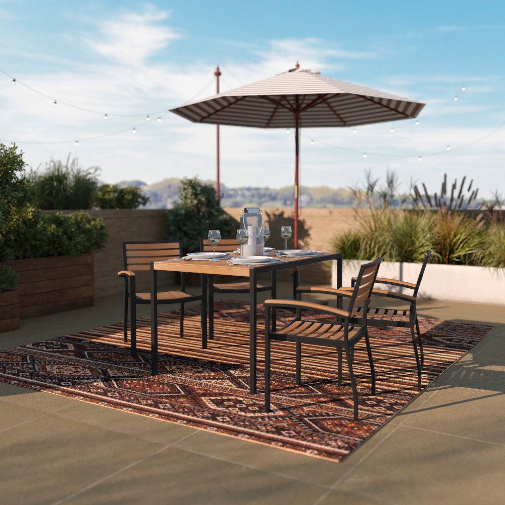 Teak table cheap with umbrella hole