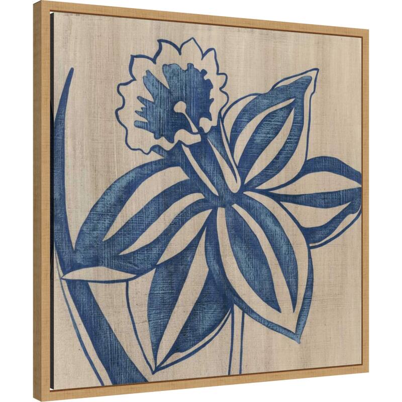 Indigo Daffodil by Chariklia Zarris (22 x 22 in.), Framed Canvas Wall Art Print