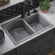 preview thumbnail 65 of 89, Karran Drop-In Quartz 33 in. 1-Hole 60/40 Double Bowl Kitchen Sink Kit
