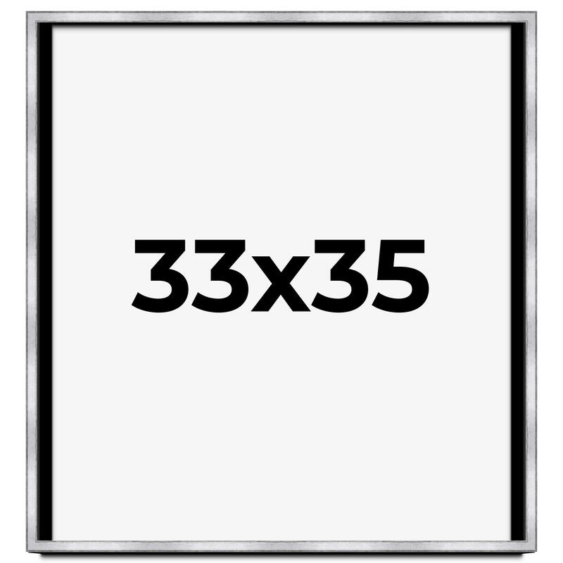 33x35 Shadow Box Frame Silver | 1.375 Inches Deep Real Wood