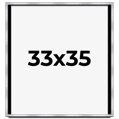 33x35 Shadow Box Frame Silver | 1.375 Inches Deep Real Wood