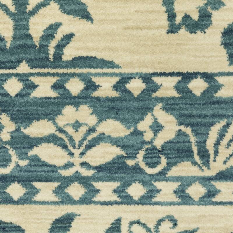 Style Haven Federica Bohemian Border Ivory/Blue Fringe Edge Area Rug