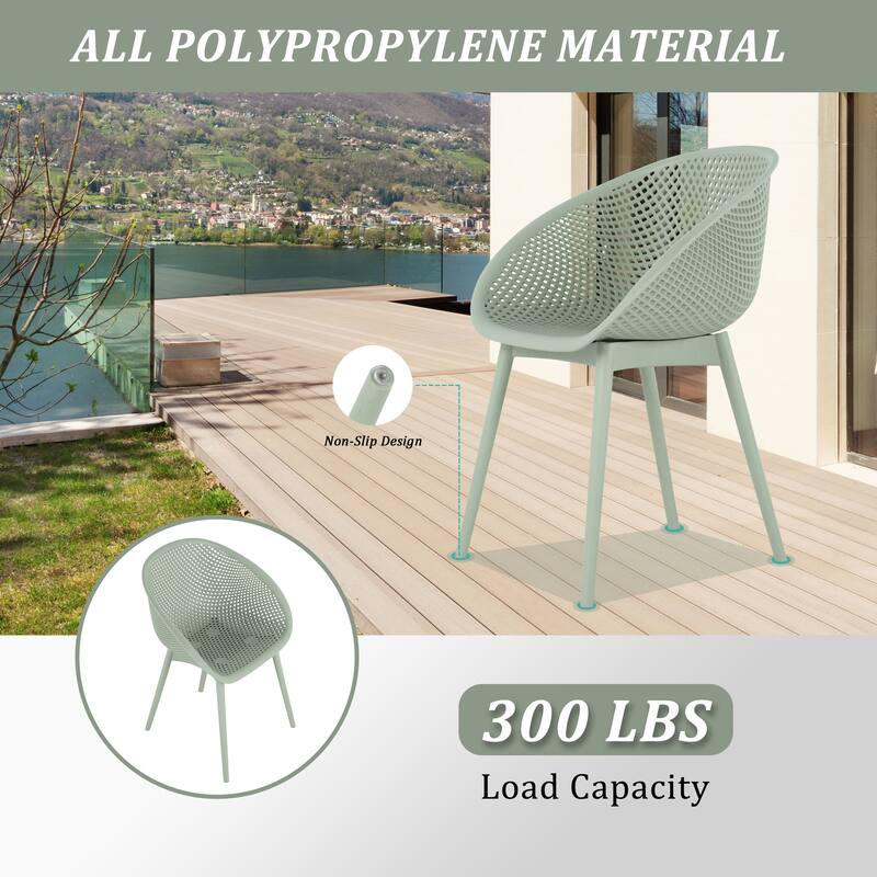 2-Pack Modern Lounge Chairs - Indoor/Outdoor All-Weather PP Plastic, Lightweight for Patio, Beach, Living Room