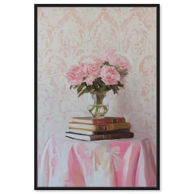 Pink Peonies on Books Canvas by Art Remedy