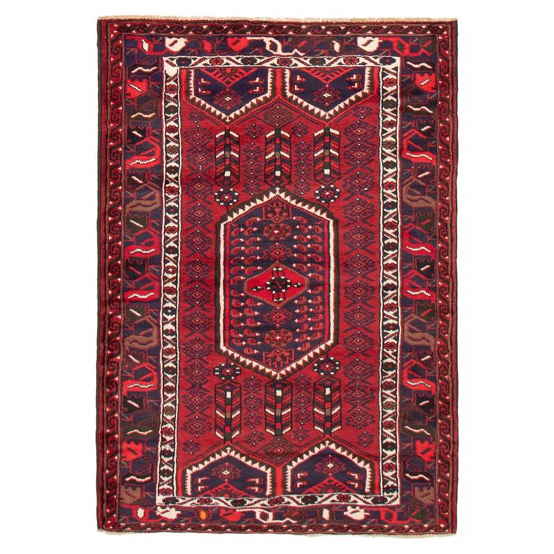 ECARPETGALLERY Hand-knotted Andelz Red Wool Rug - 4'2 x 6'1 - Dark Red - 4'2 x 6'1