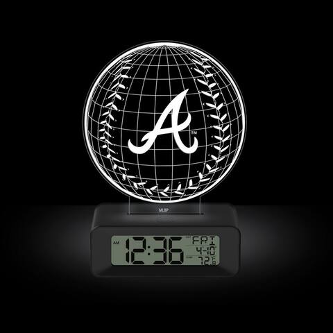 Game Time MLB Atlanta Braves Color-Changing Led 3d Illusion Alarm Clock with Temperature and Date