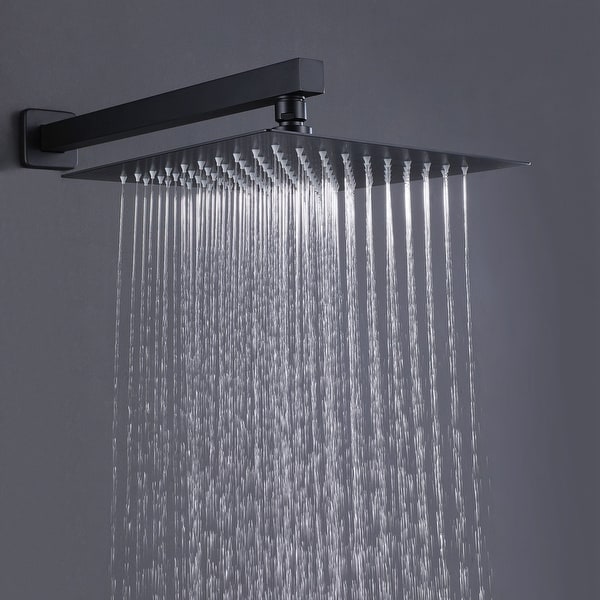 LED Shower Head 3 Color 10" Square Rain Ultra-thin Top Sprayer Stainless steel 