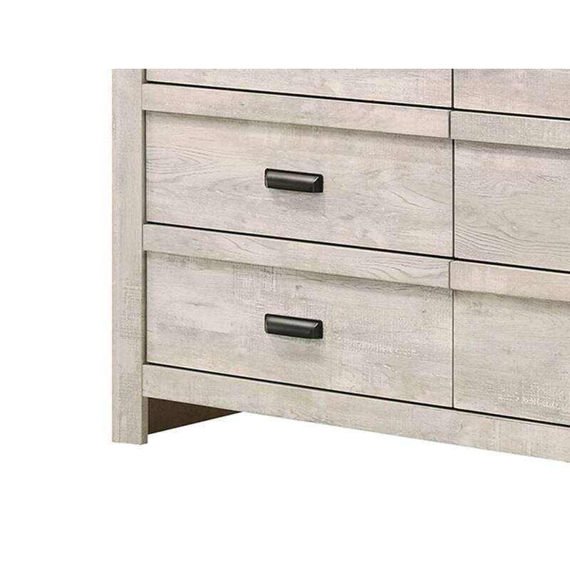 Velz 2pc Dresser and Mirror Set, 6 Drawers, Finger Pull Handles, Beige