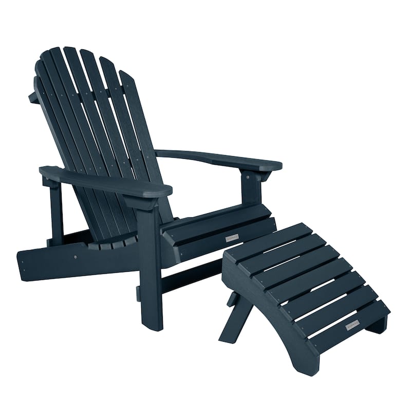 HIGHWOOD Folding and Reclining Adirondack Chair with Folding Ottoman - Federal Blue